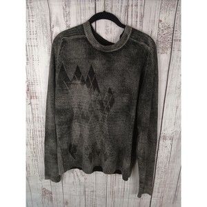 BC Ethic Sweater Adult XL Black Tie-Dye Argyle Crew Neck Pullover Casual Mens